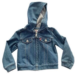 Levi’s Kids Denim Hoodie Jacket Blue Zip Up Jean Jacket Unisex Toddler Outerwear